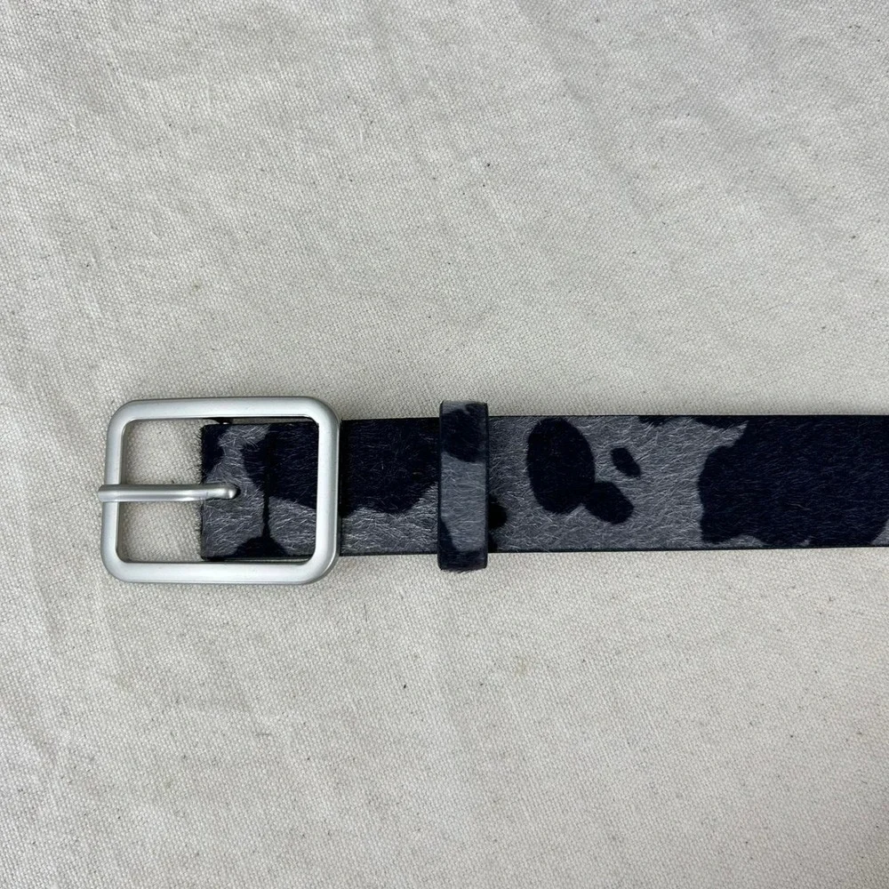 Vintage style cow fur belt american western boho black and gray